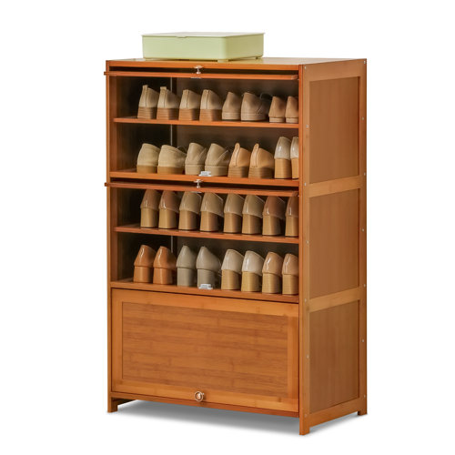 Bring Home Furniture 24 Pair 7 Tiers Bamboo Wood Shoe Storage